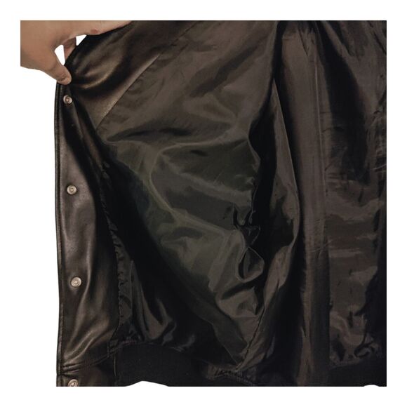 Bare Fox Jacket Men's Extra Large Black Gray Fleece Sleeves Varsity Snap Up 4XL - Picture 6 of 16